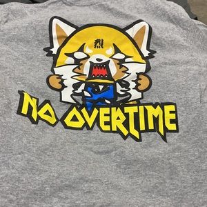 Aggretsuko Shirt NO OVERTIME! Unisex Small heavy cotton